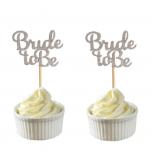 Hens Night Cupcake Toppers 10pack - BRIDE TO BE SILVER